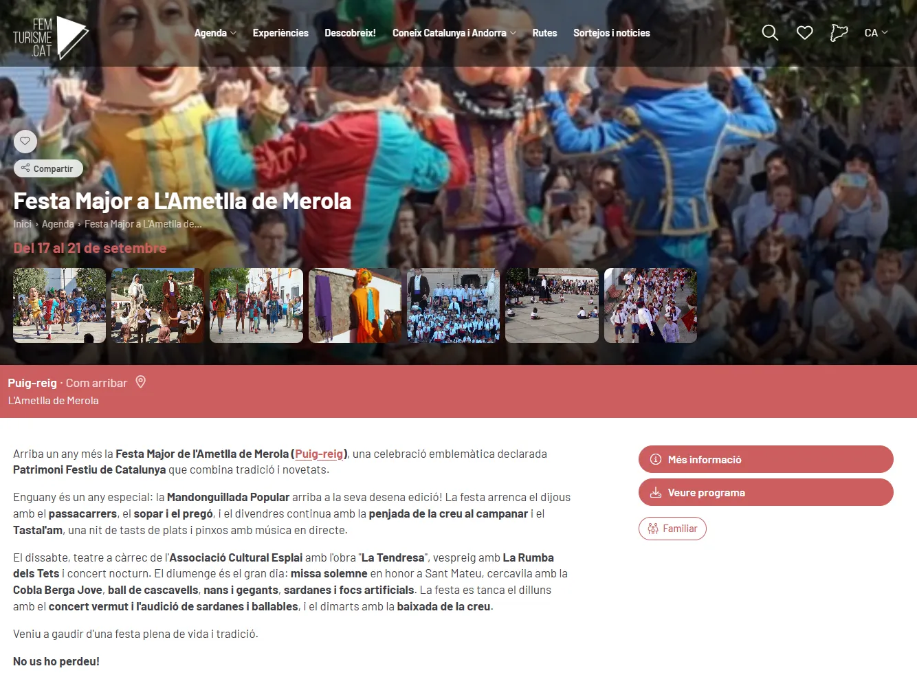 Fitxa d'una activitat a l'agenda de femturisme.cat