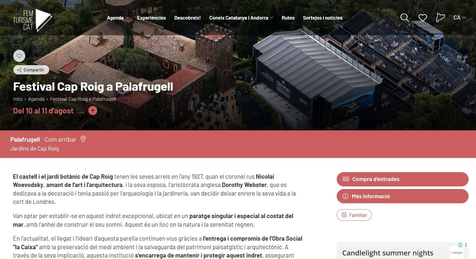 Fitxa d'un esdeveniment a l'agenda de femturisme.cat