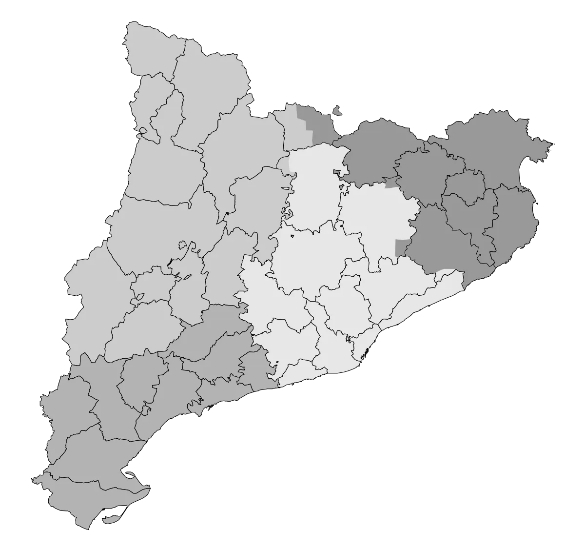 Mapa de Catalunya amb les comarques de les rutes turístiques en cotxe elèctric