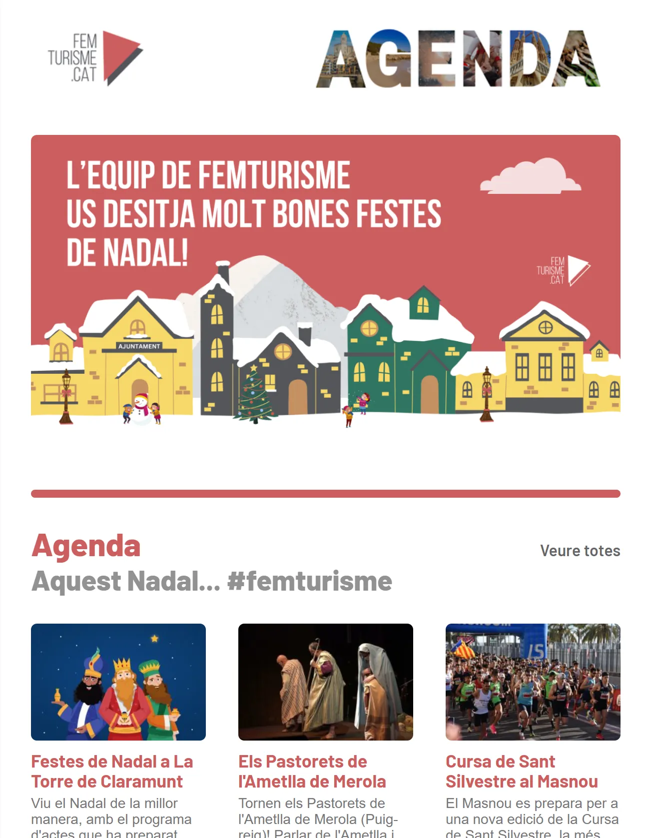 Newsletter de l'agenda de femturisme.cat enviada als subscriptors